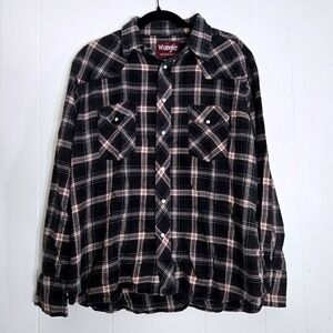 VTG Wrangler Western Plaid Flannel Shirt Mens‎ XL Button Up Long Sleeve Cowboy